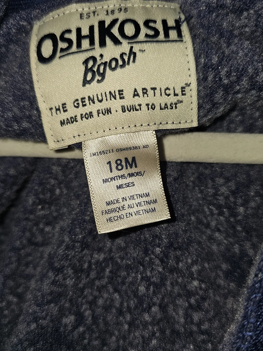 OshKosh B'gosh Navy Zip Hoodie with White Floral Accents